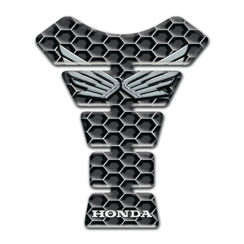 Honda  Tank Protector Grey Honeycomb base Silver Logo 