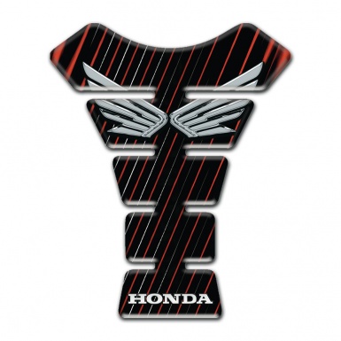 Honda Tank Pad Motorbike Black with Red White Stripes Base Silver Logo 