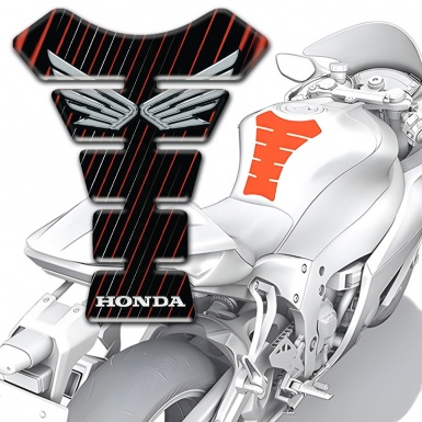 Honda Tank Pad Motorbike Black with Red White Stripes Base Silver Logo 