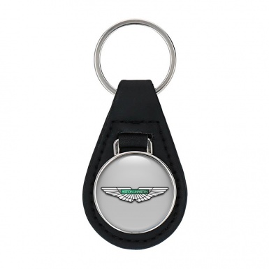 Aston Martin Key Fob Leather Grey Classic Logo