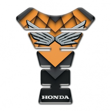 Honda Tank Guard Pads Orange Black Background Silver logo Design 