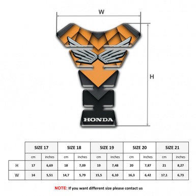 Honda Tank Guard Pads Orange Black Background Silver logo Design 