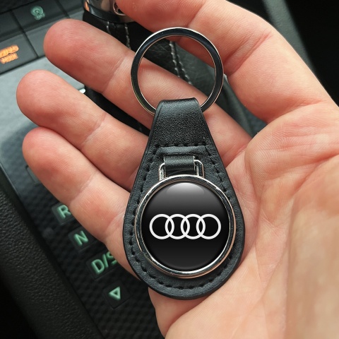 Audi Leather Keychain Black Classic Logo