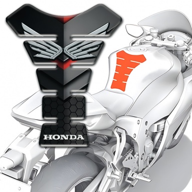 Honda Tank Pad Protector Black Grey Decoration Style Silver logo 