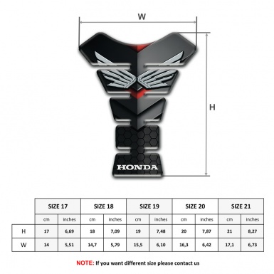Honda Tank Pad Protector Black Grey Decoration Style Silver logo 