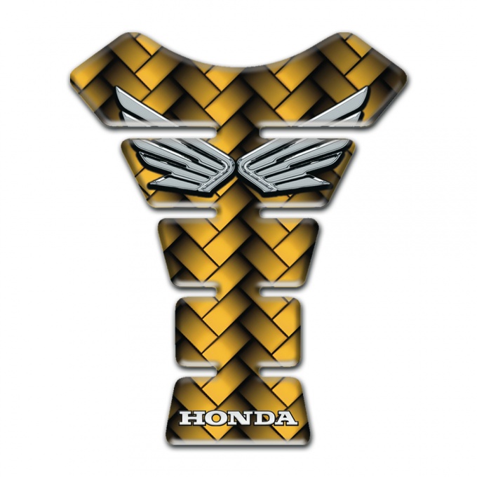 Honda Tank Fuse Yellow Braid Effect Silver Logo Style 