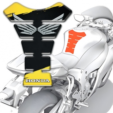 Honda Tank Pad Motorbike Silicone Sticker Yellow Black Style 