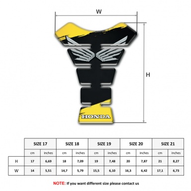 Honda Tank Pad Motorbike Silicone Sticker Yellow Black Style 