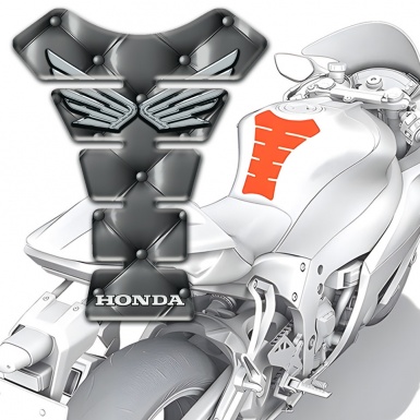 Honda Tank Pad Motorbike Grey Leather Style Silver logo Editiion 