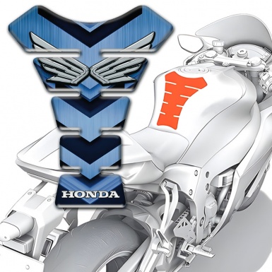 Honda Tank Pad Protector Blue Elements Decoration and Silver Logo 
