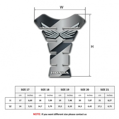 Honda Tank Protector Silver Fly Logo and Grey Black Base 