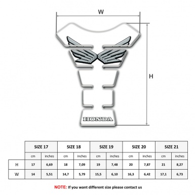 Honda Tank Pad Protector White Print Silver logo 