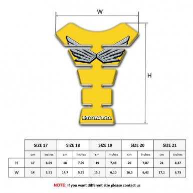 Honda Tank Pad Motorbike Yellow Base Silver Logo 