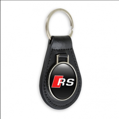 Audi RS Leather Keychain Black Red Logo