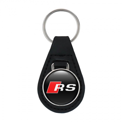 Audi RS Leather Keychain Black Red Logo
