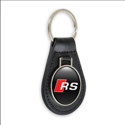 Audi RS Leather Keychain Black Red Logo