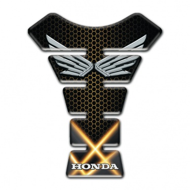 Honda Tank Guard Pads Orange Lights Silver Logo 