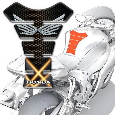 Honda Tank Guard Pads Orange Lights Silver Logo 