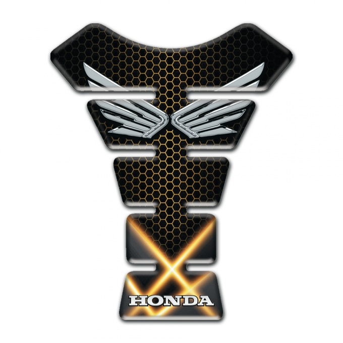 Honda Tank Guard Pads Orange Lights Silver Logo 