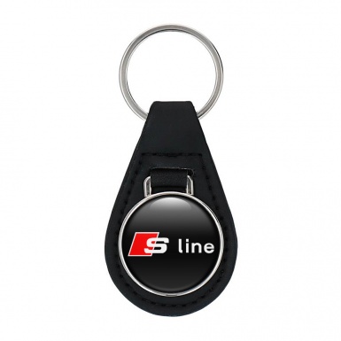 Audi S-line Keychain Leather Black Red Logo