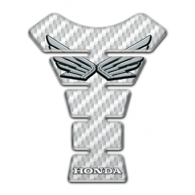 Honda Tank Pad Protector White Carbon design Silver Logo 