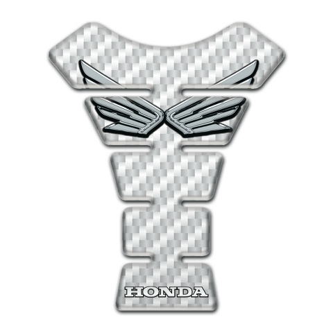 Honda Tank Pad Protector White Carbon design Silver Logo 