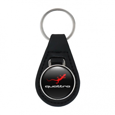 Audi Key Fob Leather Black Quattro Logo