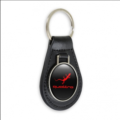 Audi Keychain Leather Red Quattro Logo