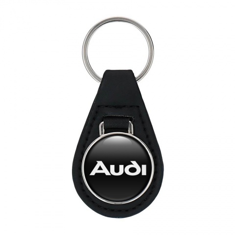 Audi Keyring Holder Leather White Classic Logo