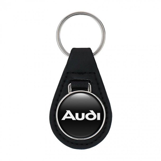 Audi Keyring Holder Leather White Classic Logo