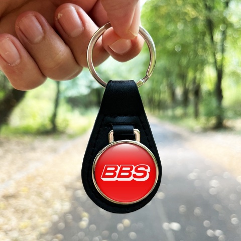 BBS Keyring Holder Leather Red White Logo