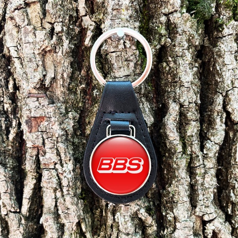 BBS Keyring Holder Leather Red White Logo