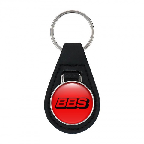 BBS Key Fob Leather Red Black Logo