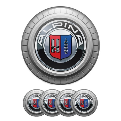 BMW Alpina Silicone Stickers Center Hub Steel Design Gray 