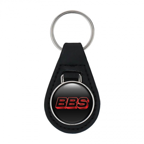 BBS Keychain Leather Black 3D Red Logo