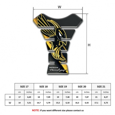 Honda Tank Protector Black with yellow Bands Design Logo Hornet 