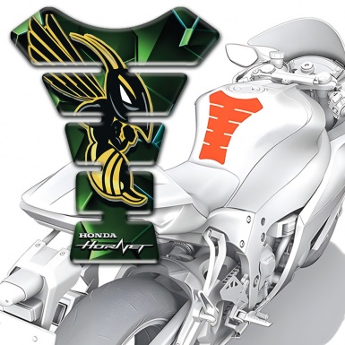 Honda Tank Pad Motorbike Green Black Print and Hornet Logo Style 