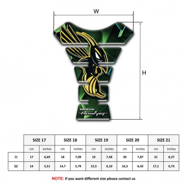 Honda Tank Pad Motorbike Green Black Print and Hornet Logo Style 