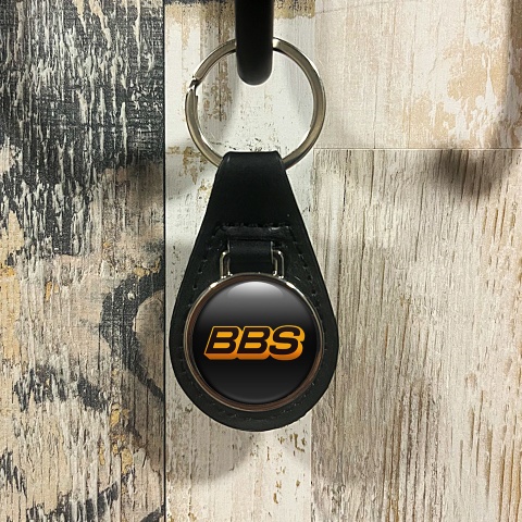 BBS Leather Keychain Black Orange Logo