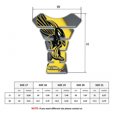 Honda Tank Pad Protector Grey Yellow Print Hornet Logo 