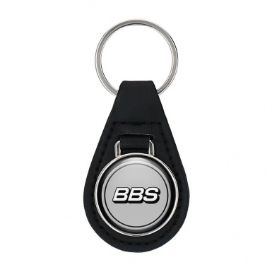 BBS Keychain Leather Grey White Logo