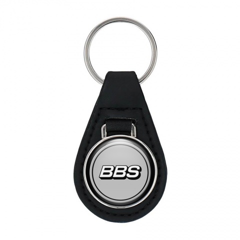 BBS Keychain Leather Grey White Logo