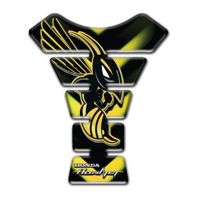 Honda Tank Guard Pads Black with Yellow V Shape Lights Base Hornet Logo 