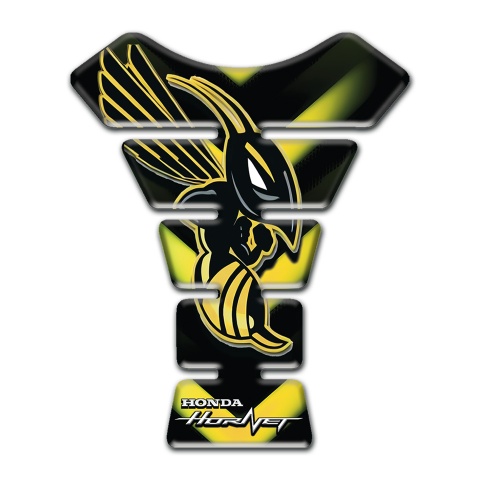 Honda Tank Guard Pads Black with Yellow V Shape Lights Base Hornet Logo 
