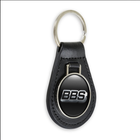 BBS Keychain Leather Black 3D Grey Logo