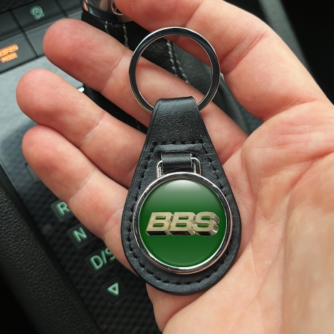 BBS Key Chain Leather Green Gold Logo