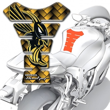 Honda Tank Pad Motorbike Yellow Braid Effect with Hornet Logo 