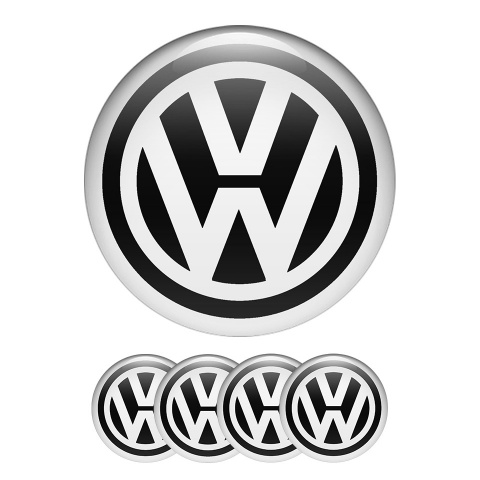VW Volkswagen Domed Stickers Wheel Center Cap Classic Black Ring
