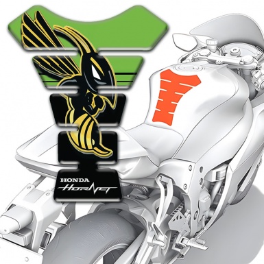 Honda  Tank Guard Pads Logo Hornet and Green Black Background Style 