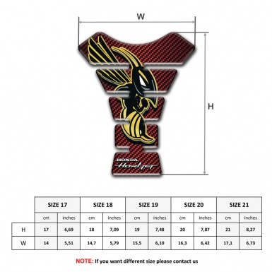 Honda Tank Pad Protector Red Carbon Design Hornet Logo Style 